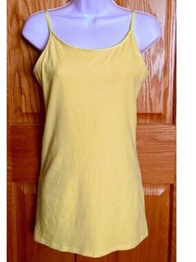 Yellow Long Stretch Camisole Tank Top Spaghetti Straps Juniors L Summer Festival
